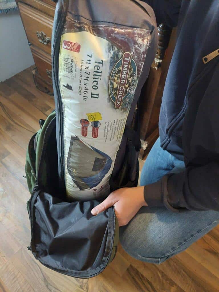 Redwing 50 backpack with Timber Creek Tent