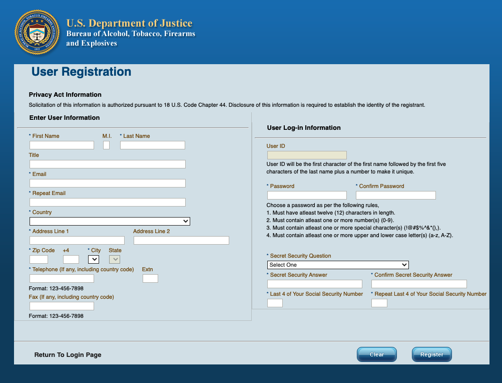 ATF EForms Registration