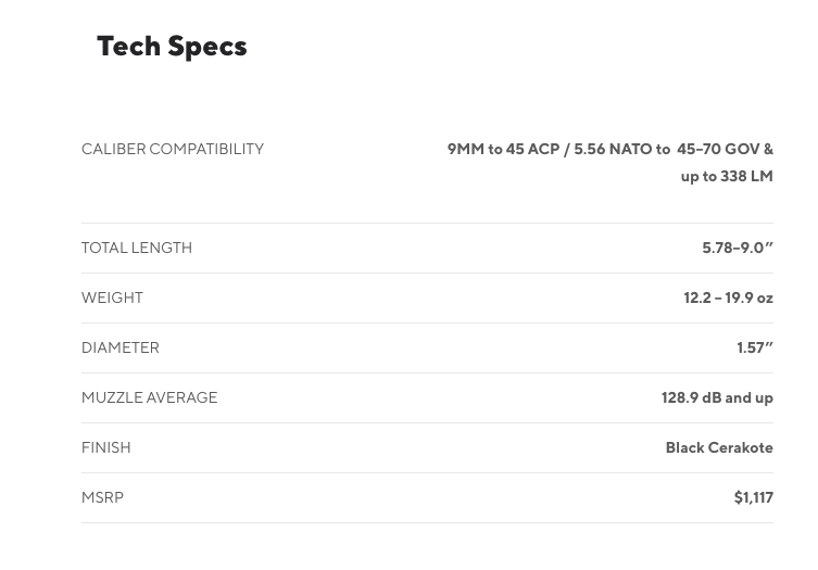 SilencerCo Hybrid 46M Large Bore Suppressor